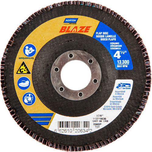 ‎4-1/2″ × 1/4″ × 7/8″ SG Blaze R980P Flap Disc Type 27 Flat 80 Grit - Top Tool & Supply