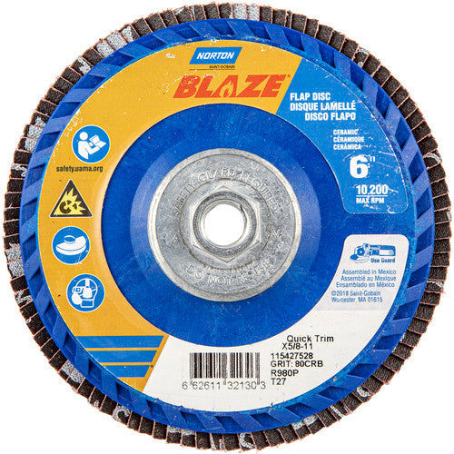 ‎6″ × 5/8″-11 80 Grit Type 27 Blaze Flap Disc - Top Tool & Supply