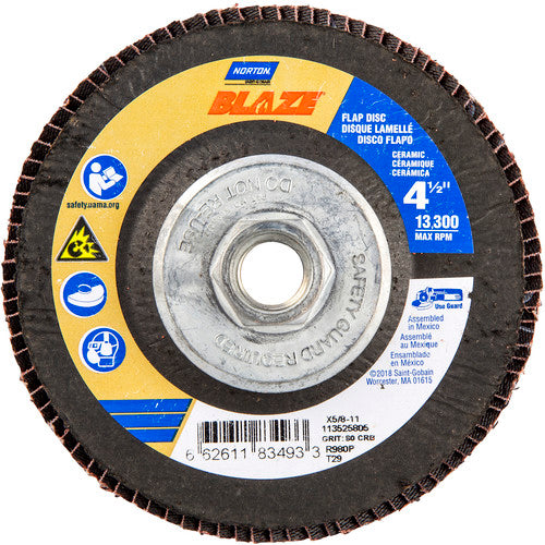 ‎4-1/2″ × 1/4″ × 5/8″ SG Blaze R980P Flap Disc Type 29 Conical 80 Grit - Top Tool & Supply