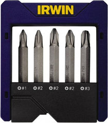 Irwin - 5 Piece, Phillips Handle, Power Bit Set - 0.05 to 1/4" Hex, 1/4" Hex Drive - Top Tool & Supply