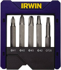 Irwin - 5 Piece, Multi Handle, Power Bit Set - 0.05 to 1/4" Hex, #1, #2, 1/4" Hex Drive - Top Tool & Supply