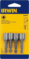 Irwin - 4 Piece, Nutsetter Handle, Bit Holder - 1/4" Hex Drive - Top Tool & Supply