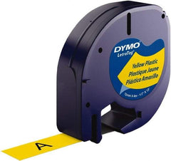 Dymo - 1/2" Wide x 156" Long, Black on Yellow Plastic Label Printer Cartridge - For DYMO Letratag Printers - Top Tool & Supply