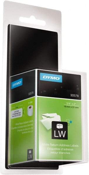 Dymo - 3/4" Wide x 2" Long, White Return Address Label - For DYMO LabelWriter Printers - Top Tool & Supply