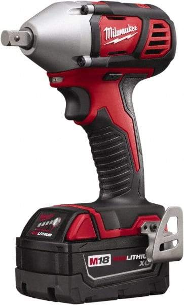 Milwaukee Tool - 1/2" Drive 18 Volt Pistol Grip Cordless Impact Wrench & Ratchet - 0 to 2,200 RPM, 0 to 3,350 BPM, 183 Ft/Lb Torque, 2 Lithium-Ion Batteries Included - Top Tool & Supply