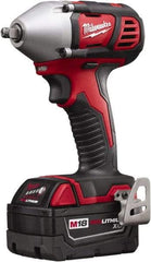 Milwaukee Tool - 3/8" Drive 18 Volt Pistol Grip Cordless Impact Wrench & Ratchet - 0 to 2,200 RPM, 0 to 3,200 BPM, 167 Ft/Lb Torque, 2 Lithium-Ion Batteries Included - Top Tool & Supply