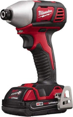 Milwaukee Tool - 18 Volt, 1/4" Drive, 125 Ft/Lb Torque, Cordless Impact Driver - Pistol Grip Handle, 2750 RPM, 2 Lithium-Ion Batteries Included - Top Tool & Supply