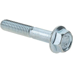 Value Collection - M6x1.00 Metric Coarse, 35mm Length Under Head, Hex Drive Flange Bolt - 20mm Thread Length, Grade 10.9 Alloy Steel, Smooth Flange, Zinc-Plated Finish - Top Tool & Supply