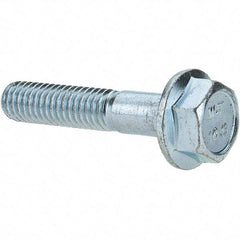 Value Collection - M6x1.00 Metric Coarse, 30mm Length Under Head, Hex Drive Flange Bolt - 20mm Thread Length, Grade 10.9 Alloy Steel, Smooth Flange, Zinc-Plated Finish - Top Tool & Supply