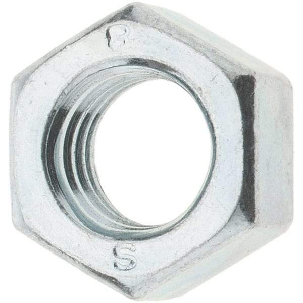 Value Collection - M8x1.25 Metric Coarse Steel Right Hand Hex Nut - 12mm Across Flats, 6.5mm High, Zinc-Plated Finish - Top Tool & Supply