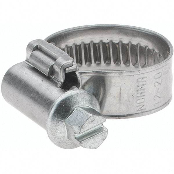 Value Collection - 12 to 20mm Diam, Stainless Steel Worm Drive Clamp - 9mm Wide - Top Tool & Supply