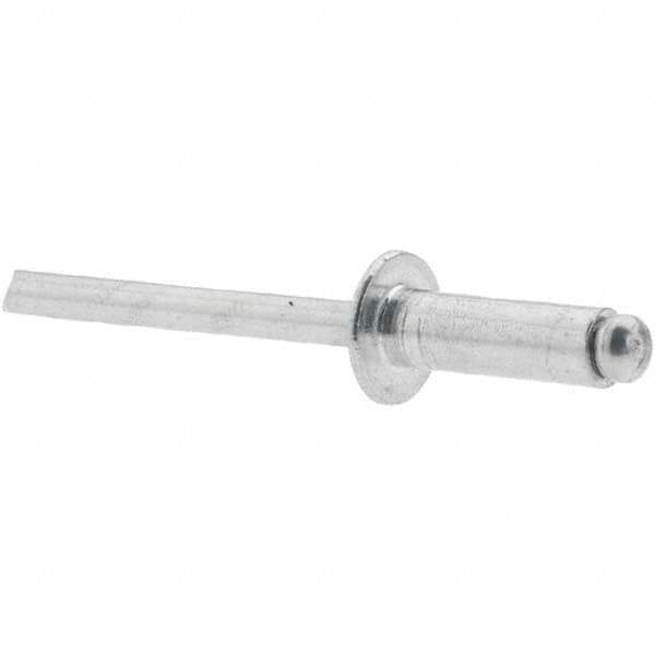 Made in USA - Dome Head Aluminum Open End Blind Rivet - Aluminum Mandrel, 1/4" to 3/8" Grip, 3/8" Head Diam, 9/16" Length Under Head, - Top Tool & Supply