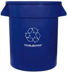 PRO-SOURCE - 20 Gal Blue Round Recycling Container - Polyethylene, 23" High - Top Tool & Supply