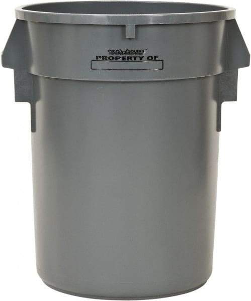 PRO-SOURCE - 32 Gal Round Trash Can - 31-3/4 Inch High, Gray, Polyethylene, Vented Rib Style, USDA Approved - Top Tool & Supply