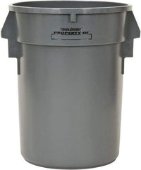 PRO-SOURCE - 32 Gal Round Trash Can - 31-3/4 Inch High, Gray, Polyethylene, Vented Rib Style, USDA Approved - Top Tool & Supply