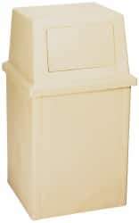 PRO-SOURCE - 35 Gal Beige Rectangle Trash Can - Polyethylene, 39-1/2" High - Top Tool & Supply