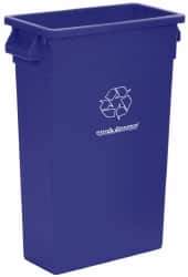 PRO-SOURCE - 23 Gal Blue Rectangle Recycling Container - Polyethylene, 15" High x 11" Long x 23" Wide - Top Tool & Supply