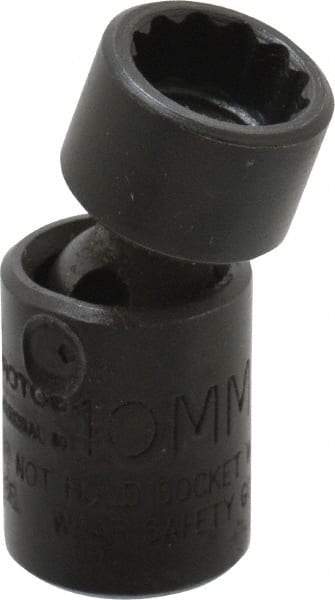 Proto - 1/4" Drive 10mm Standard Universal Impact Socket - 12 Points, 1-13/32" OAL - Top Tool & Supply