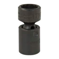 Proto - 3/8" Drive 17mm Deep Universal Impact Socket - 12 Points, 2-3/32" OAL - Top Tool & Supply