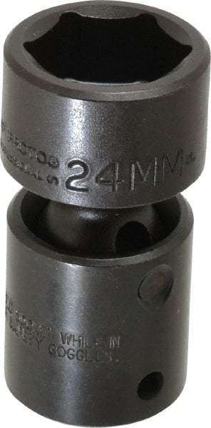 Proto - 1/2" Drive 24mm Standard Universal Impact Socket - 6 Points, 2-11/16" OAL - Top Tool & Supply