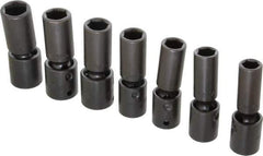 Proto - 7 Piece 1/2" Drive Deep Impact Socket Set - 6 Points, 13 to 19mm, Metric Measurement Standard - Top Tool & Supply