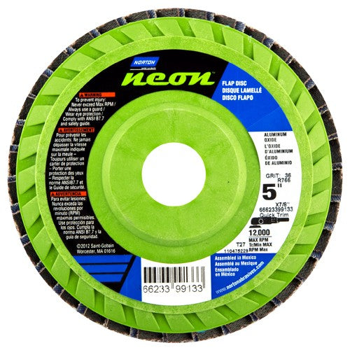 5″ × 1/4″ × 7/8″ Neon R766 Flap Disc Type 27 Flat 80 Grit - Top Tool & Supply