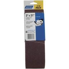 Norton - 3" Wide x 21" OAL, 120 Grit, Aluminum Oxide Abrasive Belt - Top Tool & Supply