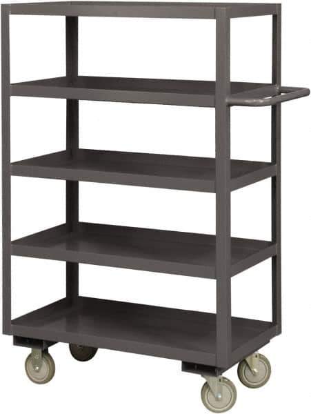 Durham - 1,200 Lb Capacity, 24" Wide x 48" Long x 55-5/8" High Service Cart - 5 Shelf, Steel, 2 Rigid/2 Swivel Casters - Top Tool & Supply