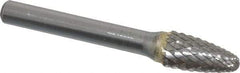 SGS Pro - 3/8" Cut Diam, 1/4" Shank Diam, Tree with Radius Head Double Cut Burr - Carbide, Radius End, 3/4" LOC, 2-1/2" OAL - Top Tool & Supply