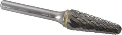 SGS Pro - 1/2" Cut Diam, 1/4" Shank Diam, Cylinder Head Double Cut Burr - Carbide, Flat End, 1-1/8" LOC, 3" OAL - Top Tool & Supply