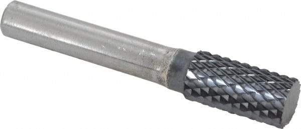 SGS Pro - 1/2" Cut Diam, 3/8" Shank Diam, Cylinder Head Double Cut Burr - Carbide, Flat End, 1" LOC, 3" OAL - Top Tool & Supply