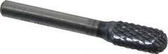 SGS Pro - 3/8" Cut Diam, 1/4" Shank Diam, Cylinder with Radius Head Double Cut Burr - Carbide, Radius End, 3/4" LOC, 2-1/2" OAL - Top Tool & Supply