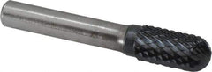 SGS Pro - 1/2" Cut Diam, 3/8" Shank Diam, Cylinder with Radius Head Double Cut Burr - Carbide, Radius End, 1" LOC, 3" OAL - Top Tool & Supply