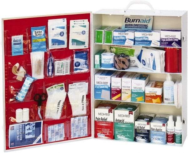 Medique - 1,300 Piece, 125 Person, Industrial First Aid Kit - 15-1/4" Wide x 22-1/4" Deep x 5-1/2" High, Metal Cabinet - Top Tool & Supply