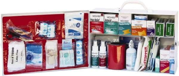 Medique - 900 Piece, 75 Person, Industrial First Aid Kit - 15-1/4" Wide x 10-1/2" Deep x 4-3/4" High, Metal Cabinet - Top Tool & Supply