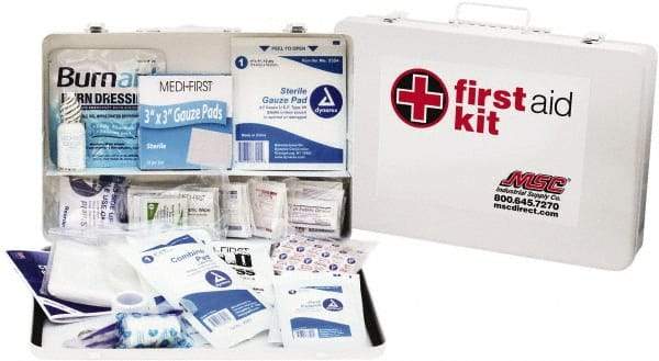 Medique - 200 Piece, 50 Person, Industrial First Aid Kit - 14" Wide x 9-1/2" Deep x 2-1/2" High, Metal Case - Top Tool & Supply