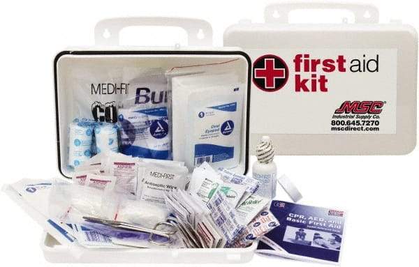 Medique - 150 Piece, 25 Person, Industrial First Aid Kit - 9-1/4" Wide x 6-3/4" Deep x 3" High, Plastic Case - Top Tool & Supply