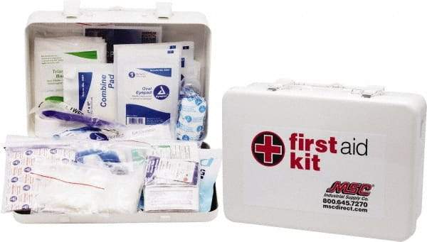 Medique - 100 Piece, 10 Person, Industrial First Aid Kit - 11" Wide x 7-1/2" Deep x 2-1/2" High, Metal Case - Top Tool & Supply