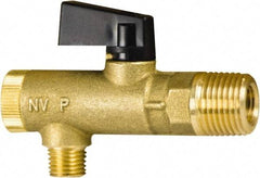 PRO-SOURCE - 3/8" Pipe, NPT Port, Brass Filter Ball Valve - Inline - One Way Flow, MNPT x FNPT Ends, Wedge Handle, 725 WOG - Top Tool & Supply