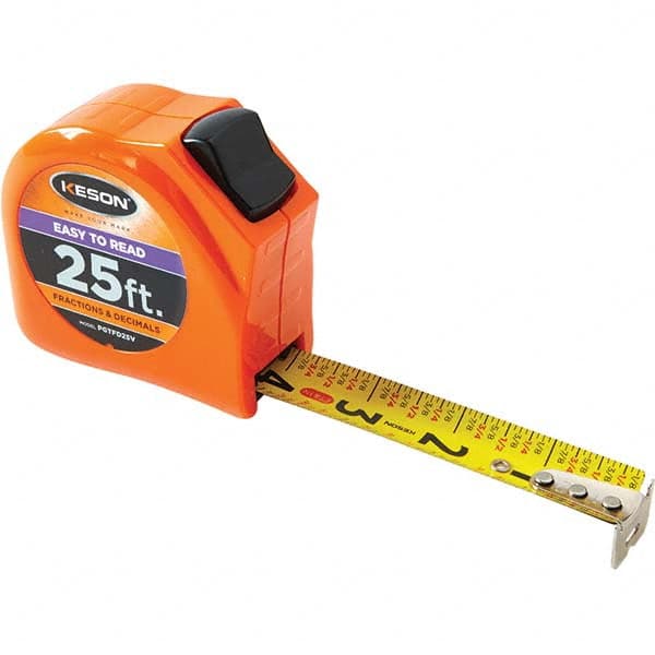 Keson - 25' x 1" Yellow Blade Tape Measure - Top Tool & Supply