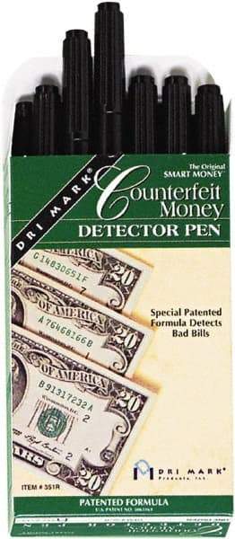 Dri-Mark - Black Counterfeit Detector Marker - Felt Tip, Chemically Sensitive Ink - Top Tool & Supply