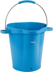 Vikan - 5 Gal, 18" High, Polypropylene Round Blue Single Pail with Pour Spout - Handle Included, 15.4mm Top Length x 18.9" Top Width x 18.9" Top Diam - Top Tool & Supply