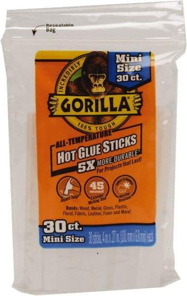 Gorilla Glue - 0.27" Diam, 4" Long, Clear, Hot Melt, Low Melt Glue Stick - Top Tool & Supply