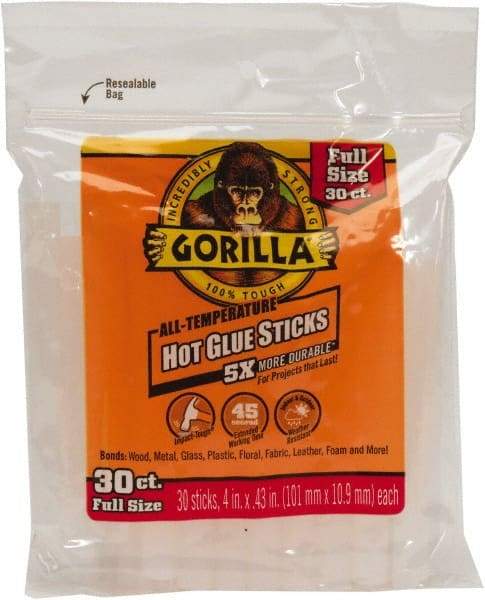 Gorilla Glue - 0.43" Diam, 4" Long, Clear, Hot Melt, Low Melt Glue Stick - Top Tool & Supply