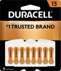 Duracell - Size 13, Zinc Air, 8 Pack, Hearing Aid Battery - 1.4 Volts, Flat Terminal, PR48, ANSI 7000ZD Regulated - Top Tool & Supply