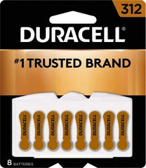 Duracell - Size 312, Zinc Air, 8 Pack, Hearing Aid Battery - 1.4 Volts, Flat Terminal, PR41, ANSI 7002ZD Regulated - Top Tool & Supply