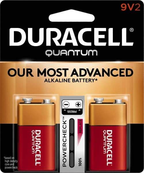 Duracell - Size 9V, Alkaline, 2 Pack, Standard Battery - 9 Volts, Snap Terminal, 6LR61, ANSI 1604A Regulated - Top Tool & Supply