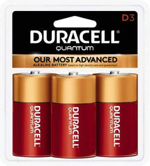 Duracell - Size D, Alkaline, 3 Pack, Standard Battery - 1.5 Volts, Button Tab Terminal, LR20, ANSI 13A Regulated - Top Tool & Supply