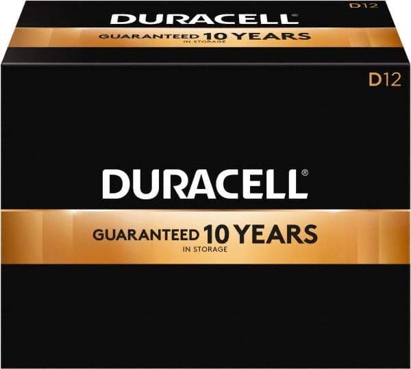 Duracell - Size D, Alkaline, 12 Pack, Standard Battery - 1.5 Volts, Button Tab Terminal, LR20, ANSI 13A Regulated - Top Tool & Supply