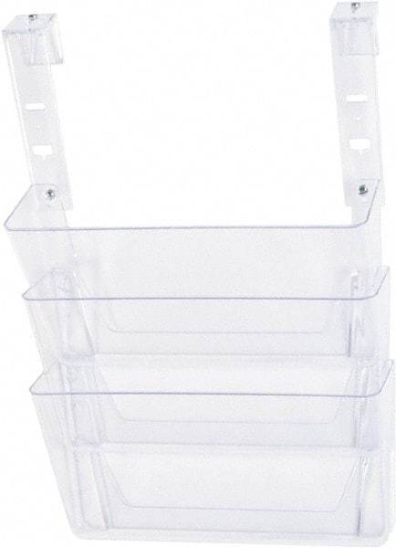 Deflect-o - 13" Wide x 4" Deep x 20" High, 3 Compartments, Plastic Hanging File Folder Racks-Plastic - Clear, 12-3/4" Compartment Width x 3-3/4" Compartment Depth x 6-3/4" Compartment Height - Top Tool & Supply